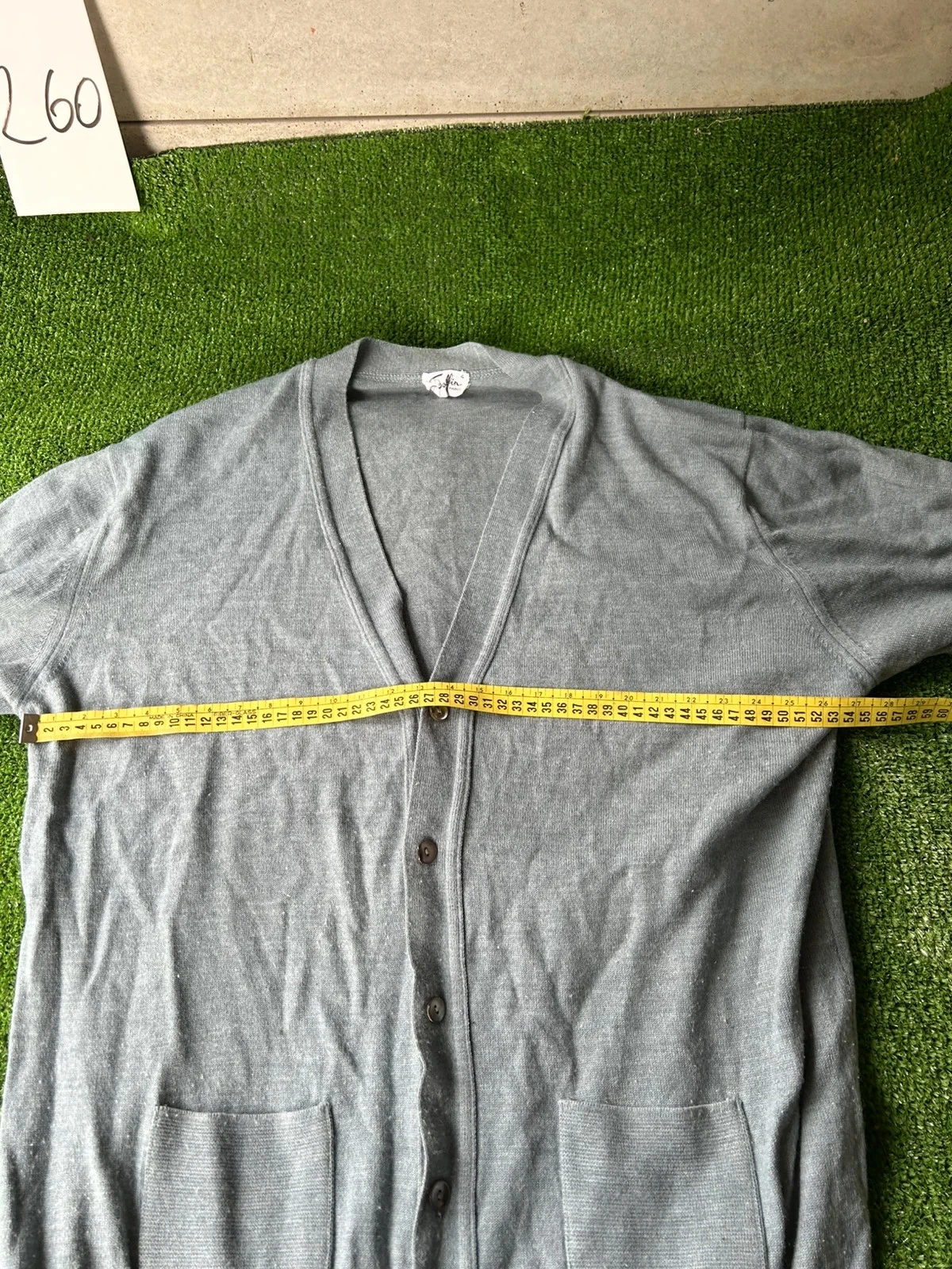 Cardigan gris vintage de lana peinada talla 4 / L – photo 8